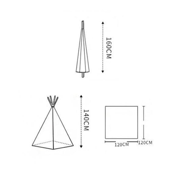 Large Foldable Kids Canvas Teepee Play Tent With Lights  ( White ) - Picture 5 of 7